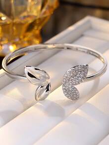 1件装女士手镯，蝴蝶翅膀镶嵌合成锆石手镯，百搭开口手镯，适合作为礼物和日常佩戴 - [更好品質]手鐲 - 查看 2