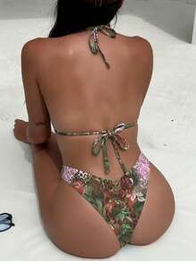 Sultry Sol 2026 New Rose Leopard Print Bikini Two Pieces Swimwear, Pool Party Style For Women - Multicolor - View 2