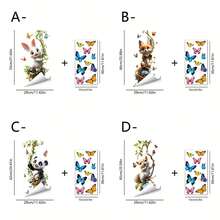1/4 Set Cute Rabbit Rocking Window Stickers, Suitable For Spring, Reusable PVC Double-Sided Visible Animal Static Cling Window Stickers, Applicable For Glass Doors, Windows, Living Room, Kids Room And Indoor Decoration - Window Stickers - View 6