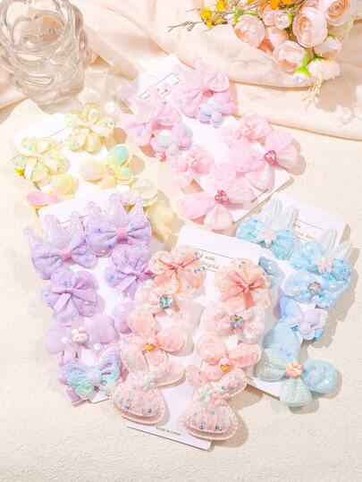 8件套可爱甜美闪亮春季发饰，花冠装饰发夹，适合女孩佩戴