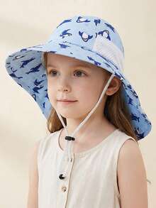 1-2岁/3-5岁/6-10岁儿童户外防晒帽，透气面罩遮阳帽，可拆卸渔夫帽，夏季保暖 - 1PC - 查看 33