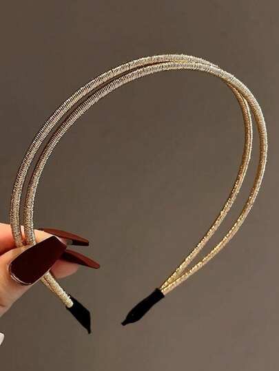 1pc Vintage Gold Double-Layer Shiny Headband, Suitable For Women With Thick Or Thin Hair, Great For Music Festival Outfits And Casual Wear Hairband Hair Hoop