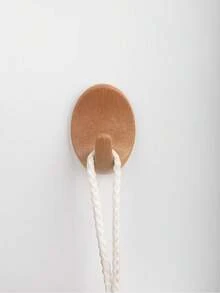 1pc/8pcs Oval Plastic Wood-Grain Effect Adhesive Hooks, Waterproof Non-Drilling Nail-Free Plastic Wood Hanging Hooks - Brown - View 2