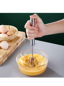1pc Multifunctional Stainless Steel Whisk & Milk Frother, Home Baking Tools, Cream Egg Hand Blender, Household Push Blender Blender - Egg Whisk, Milk Frother, Hand Push Blender Blender Multi-Tool Eid Al-Adha Mubarak - View 5