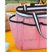 Ocim XL Portable Mesh Shower Caddy Tote Bag for College Dorm Gym Beach Pool Camping Travel - Rosa - Ver 7