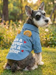 PETCIRCLE 1pc Cute Pet Jacket Coat For Small Dogs, Durable & Washable - Blue - View 1