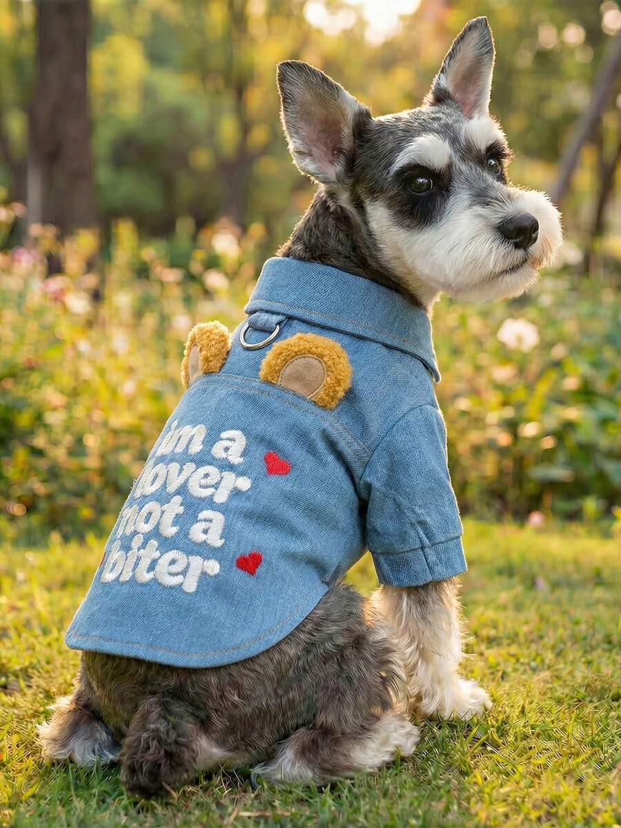 PETCIRCLE 1pc Cute Pet Jacket Coat For Small Dogs, Durable & Washable - Blue - View 1