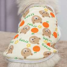 1pc Pet Cat Dog Vest, Cute Bear & Orange Print, Lightweight Vest, Anti-Flea & Anti-Shedding - Champagne - View 5