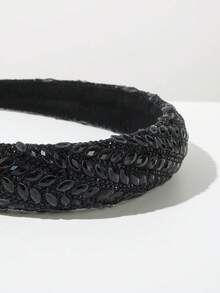 1 chiếc băng đô cài tóc sang trọng, đa năng, đính pha lê toàn bộ, phù hợp cho các dịp trang trọng. - FG673-B Đen - Xem 4