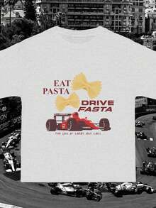 Eat Pasta Dri1ve Fasta- F1ormula One T-Shirt - Blanco - Ver 1