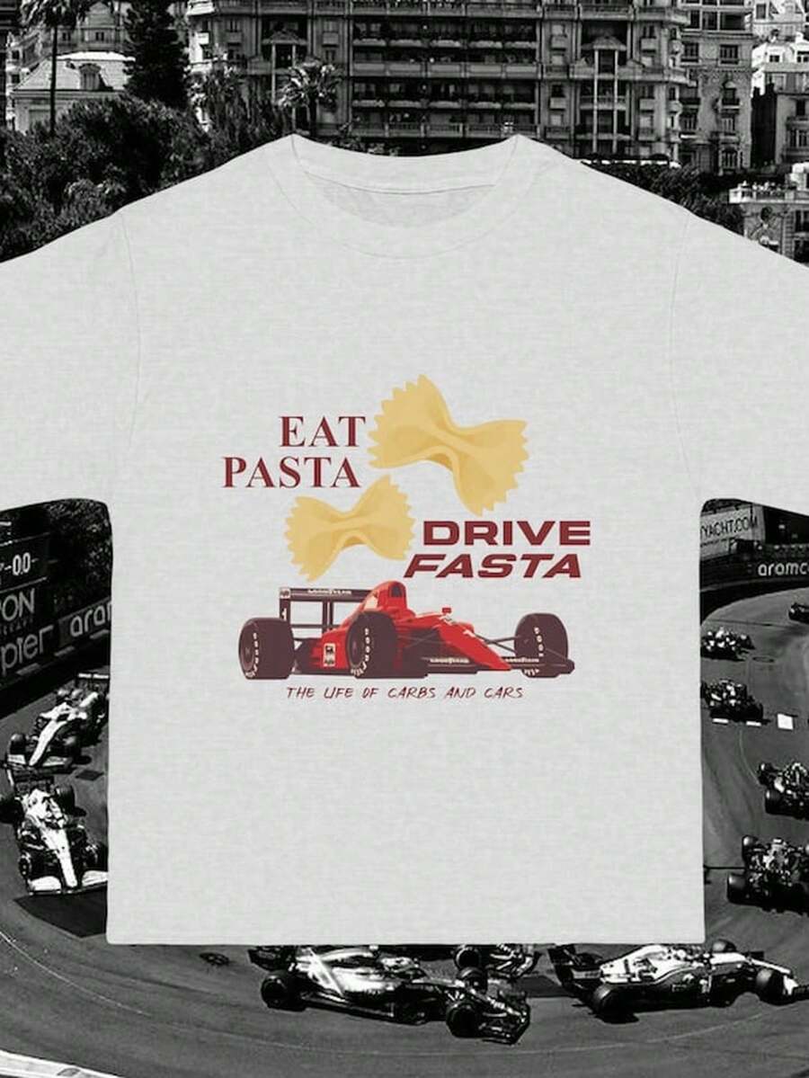 Eat Pasta Dri1ve Fasta- F1ormula One T-Shirt - Blanco - Ver 1