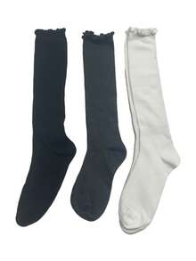 3 Pairs Autumn/Winter Ruffle Cuff Socks, Comfortable Leg Warmers, Lace Trim Elegant Japanese Style Stockings, Random Delivery - Multicolor - View 8