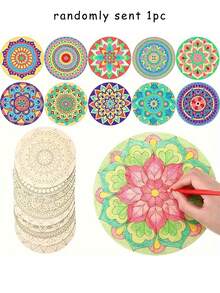 Miếng lót ly bằng gỗ vẽ tay hình Mandala, khối gỗ chưa hoàn thiện, giao hàng ngẫu nhiên, thích hợp cho giải trí tại nhà, thủ công mỹ nghệ, quà tân gia, quà sinh nhật và các buổi họp mặt gia đình - Đồ trang trí nhà cửa và phòng ăn chất lượng cao. - Nhiều màu - Xem 13