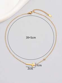 Dây chuyền thánh giá pha lê tối giản mạ vàng 18K, trang sức thép không gỉ, dây chuyền thánh giá dành cho phụ nữ đeo hàng ngày, quà tặng cho bạn thân - Vàng - Xem 2