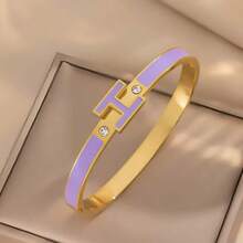1pc 18K Gold Plated Women's H-Shaped Bracelet, Exquisite Jewelry Bracelet, Best Gift For Women On Easter, Christmas, Mother's Day (No Gift Box) - Letter H - View 16