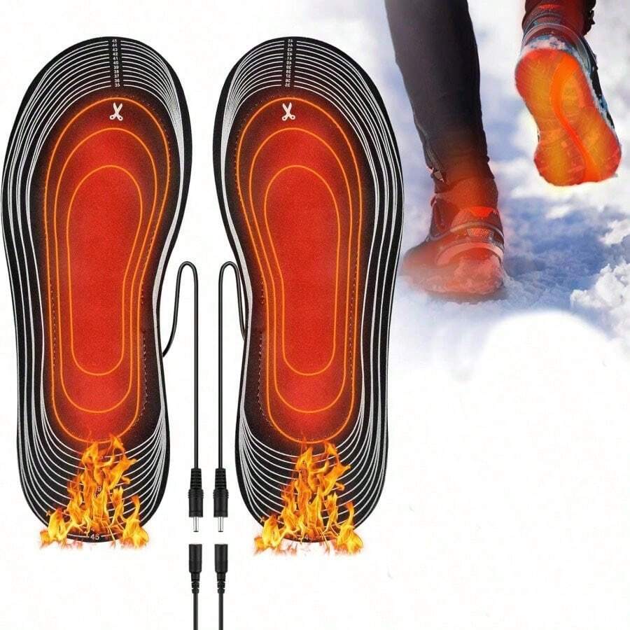 1 Pair USB Powered Trimmable Electric Heated Insoles, Unisex Foot Warming And Massaging - Multicolor - View 1