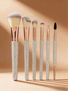 7件套奢华水钻化妆刷套装，粉底腮红化妆工具 - 彩色 - 查看 3