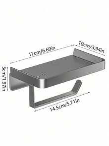 Self-Adhesive Paper Towel Holder, Suitable For Kitchen & Bathroom, Tissue Roll Dispenser With Storage Rack, Matte Black - Multicolor - View 12