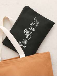 定制海岸风化妆包 - 可个性化定制“海岸最后的祝酒”图案，可重复使用的化妆包，饰有眼镜和贝壳图案，轻便，手工绘制风格，轻巧的化妆品和洗漱用品收纳包，拉链化妆包，轻便零钱包，洗漱包 - 彩色 - 查看 5