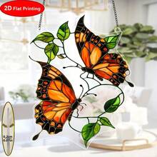 2D flach, königlicher Schmetterling Fensterbild, Garten Fensterbild, Acryl Fenster Hängedekoration, Wohnzimmer Schlafzimmer, Veranda, Club, Hochzeitsdekoration, Wandkunst, schöne und dauerhafte Heimdekoration, ideales Geburtstagsgeschenk, 2D flach - A - Übersicht 5