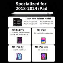 适用于 2018 年至 2024 年款 Apple iPad 的主动式触控笔，带充电指示灯和额外笔尖，具有倾斜感应和防误触功能，兼容第 10、9、8、7、6 代 Pro 12.9 英寸、11 英寸、13 英寸 M4 Air 3、4、5 代，2024 年春季生日礼物。 - 彩色 - 查看 7