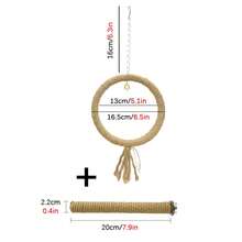 1pc Hanging Ring + 1pc Perch Bird Toy Set, Woven Hanging Ring Bird Toy, Perch Toy, Chew & Grind Toy Suitable For Bird Cage Interaction - View 2