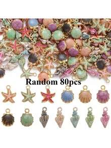 30/50/80/100个锌合金珐琅海洋海星和贝壳吊坠 - DIY珠宝制作吊坠 - 海星海螺貝殼 - 查看 14
