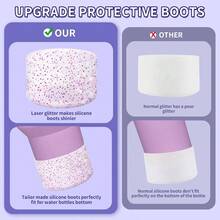 2 Pack Bling Silicone Boot Compatible With Adventure 40oz IceFlow 20oz 30oz, Reduces Dents Protective Silicone Bottle Bottom Cover Sleeve - 透明亮片紫色 - 查看 7