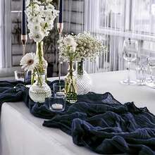 Rectangular Table Runner, 180*90CM, 300*90CM, 400*90CM, Cheese Cloth Table Runner, Bohemian Cheese Cloth Transparent Table Cloth, Suitable For Wedding, Holiday Party, Graduation Party, Birthday Or Holiday Party Cake Table Decor, Romantic Banquet Table Decor Chiffon Table Runner, Suitable For Outdoor And Indoor Colorful Tablecloth - Navy Blue - View 5