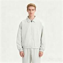 Men's Spring Casual Turndown Collar Jacket, White Outerwear - White - View 1