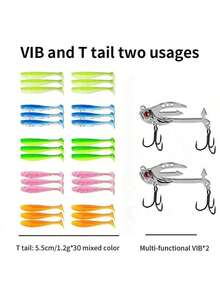 32件套钓鱼用具套装，VIB+软饵T型尾路亚 - 彩色 - 查看 7