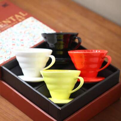 Tasse à filtre à café en céramique de luxe au design minimaliste, entonnoir à café à motif de vague d'eau octogonale, tasse à filtre à café fait main, lavable au lave-vaisselle et micro-ondes