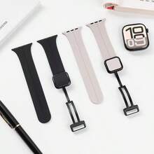 Magnetic Buckle Strap Compatible With Apple Watch Band Ultra 2 3 49mm 45 44 40 41 42mm-46mm Silicone Bracelet Ultra Series 10 7 6 3 8 9 Smart Watch Replacement Strap - Multicolor - View 4