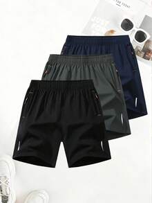 Women's Summer Sports Shorts With Zipper Pockets - Lightweight Breathable Fabric, Suitable For Running, Outdoor Activities, Music Festivals And Casual Wear Black - Black - View 3