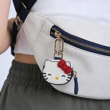 SANRIO Túi đựng trang sức mini có nơ đỏ xinh xắn và khóa kéo vàng, hộp đựng trang sức du lịch bằng da PU tiện dụng. - trắng - Xem 7