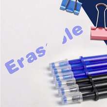 50pcs 0.5mm Erasable Gel Pen Refills - Large Capacity Blue/Black Ink, Washable, Great For School Writing! - Sets - View 5