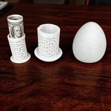 3D打印复活节彩蛋迷宫拼图盒秘密储物盒 - 白色 - 查看 3