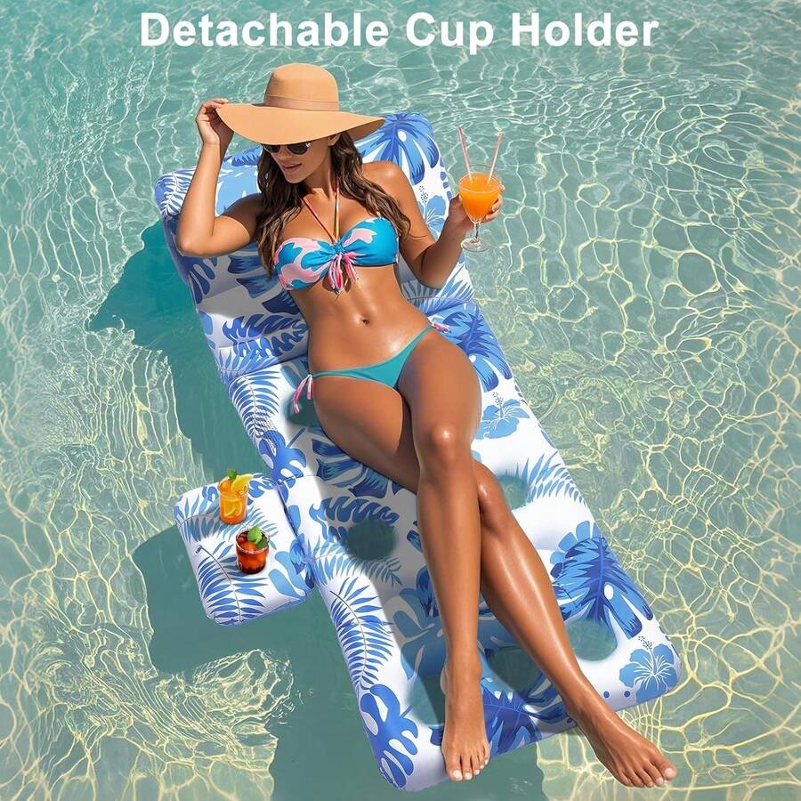 Inflatable Pool Float, Swimming Pool Floats With Headrest, Sunbathing Raft, Suitable For Lake, Beach, Pool Party, Water Floating Rest, Keep Cool - Multicolor - View 1