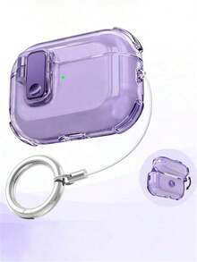 Cute Anti-Drop Automatic Clear Headphones Case Compatible With 1 2 3 4 Soft Compatible With Pro 2 Pro 3 Lock Anti-Lost Protective Cover - 紫色 - 查看 2