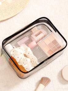 10件套女士大容量拉链化妆旅行收纳包 - 高品质化妆包和洗漱包，轻便PVC材质，易清洁拉链设计，适合健身、度假、通勤，时尚简约设计，美容必备 - 無色 - 查看 9