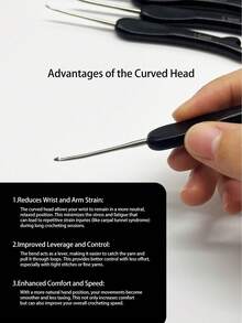 9pcs Lace Crochet Hook Set, 0.8-2.5mm With Carved Black Handles, Classic Design Combined With Fashionable Crocheting, Suitable For DIY Super Fine Yarn And Lace Projects - Black Lace Crochet Hook - View 3