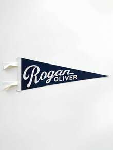 Custom Name Wool Felt Pennant Flag: Vintage Style Banner - Multicolor - View 1