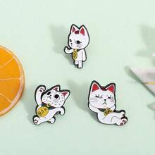 1 pieza Broche de gato que lleva dinero con diseño de dibujos animados lindos, insignia de metal creativa, accesorio para ropa, mochila, pin, regalo, medalla - C - Ver 2