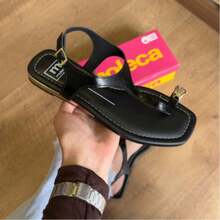 Moleca Women's Flat Sandal With Ring And Rhinestones 5559.103 - 黑色 - 查看 8