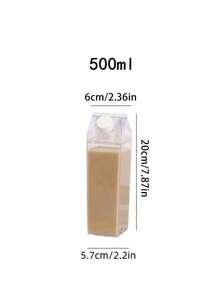 1 pieza Botella de cartón de leche transparente clara de 1000ml/500ml 34oz, botella de plástico reutilizable, portátil y de fácil transporte, botella minimalista de cartón de leche, botella para jugo, té, camping, senderismo, deportes y actividades al aire libre - taza de leche - Ver 10