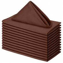 CozRhythm 6/10/20/50片装棕色布餐巾，尺寸分别为12x12英寸、14x14英寸、17x17英寸，100%涤纶材质，可水洗，适用于派对、婚礼和晚宴。 - 棕色 - 查看 13