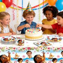 Moana Party Tableware Set Paper Napkin Tablecloth Plates Birthday Party Supplies Kitchen Accessories - Party Tableware - View 2