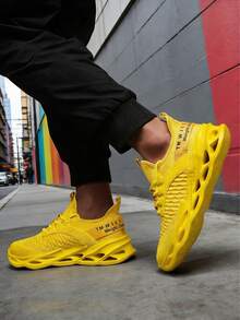 Men's Fashion Yellow Sport Shoes Modern Design EVA Midsole Lightweight Sneakers For Streetwear And Active Lifestyle - 黃色 - 查看 4