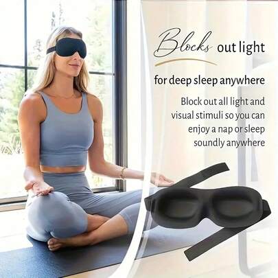 1pc 3D Contoured Sleep Mask, Blackout Eye Mask For Outdoor Nap, Relieve Eye Fatigue, Nose Bridge Design