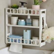 Estante para baño, organizador de baño de 2 niveles, estante para toallas de baño, organizador multifuncional para cocina, soporte para especias, blanco. - A - Ver 9